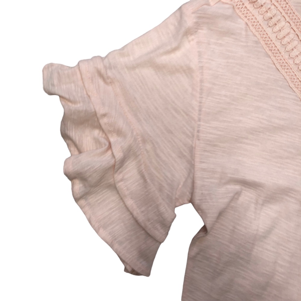 Philosophy Ruffle Short Sleeve Top Crochet Pale Pink Size XS - Picture 4 of 8